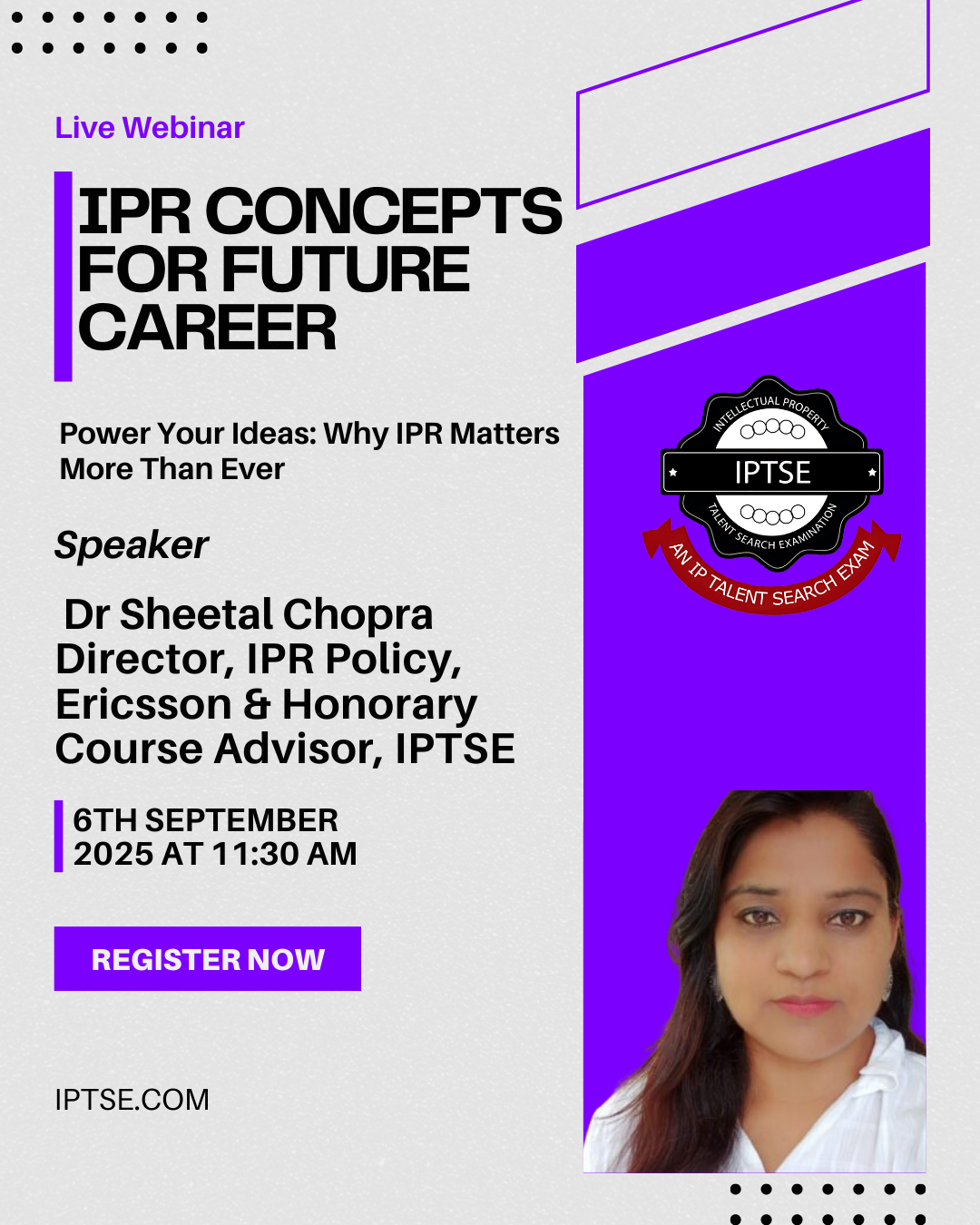 Purple and Black Modern Bold Live Webinar Instagram Post